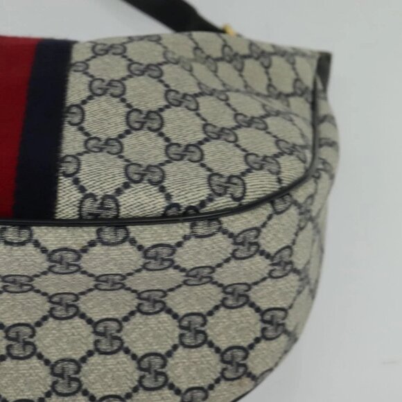 GUCCI GG Supreme Sherry Line Shoulder Bag PVC Navy Gold 10 2 8840 Auth 127091 - Picture 5 of 16